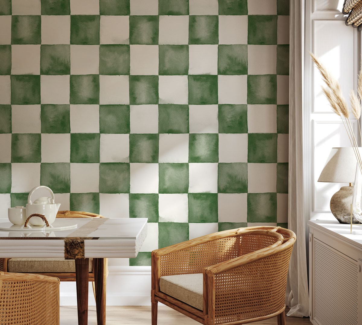 CheckerWatercolour-DeepGreen-01